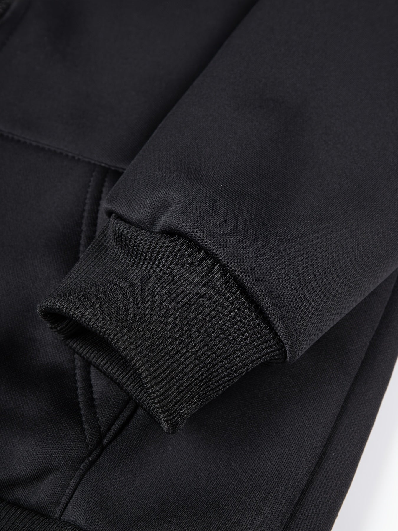 2pcs Boys' Fleece-Lined Hooded Sweatshirt + Casual Pants Set, Solid Color Long-Sleeved Zip-Up Top with Medium Stretch Warm Fabric for Autumn/Winter Season, Perfect for