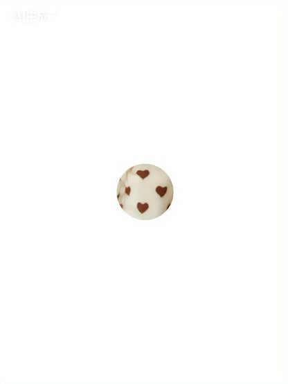 Women'S Cozy Fleece Sweatshirt with Heart Print - Long Sleeve, Crew Neck, White with Brown Hearts, Casual Fall/Winter Pullover, Casual Winter Wear | Cozy Fleece Material | Plush Texture