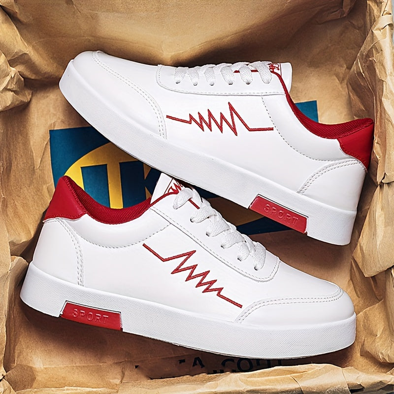 Men's White Casual Canvas Lace-Up Sneakers for All Seasons