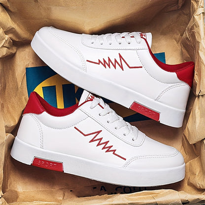 Men's White Casual Canvas Lace-Up Sneakers for All Seasons