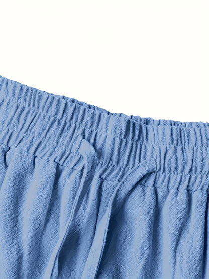 Men'S Light Blue Linen Shorts - Casual & Comfortable with Pockets, Drawstring Waist, Perfect for Summer Beach Outings and Casual Attir