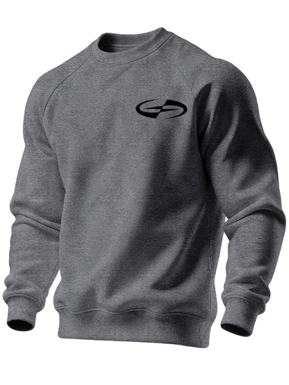 Men's Casual Crew Neck Black Print Sweatshirt for Spring/Fall