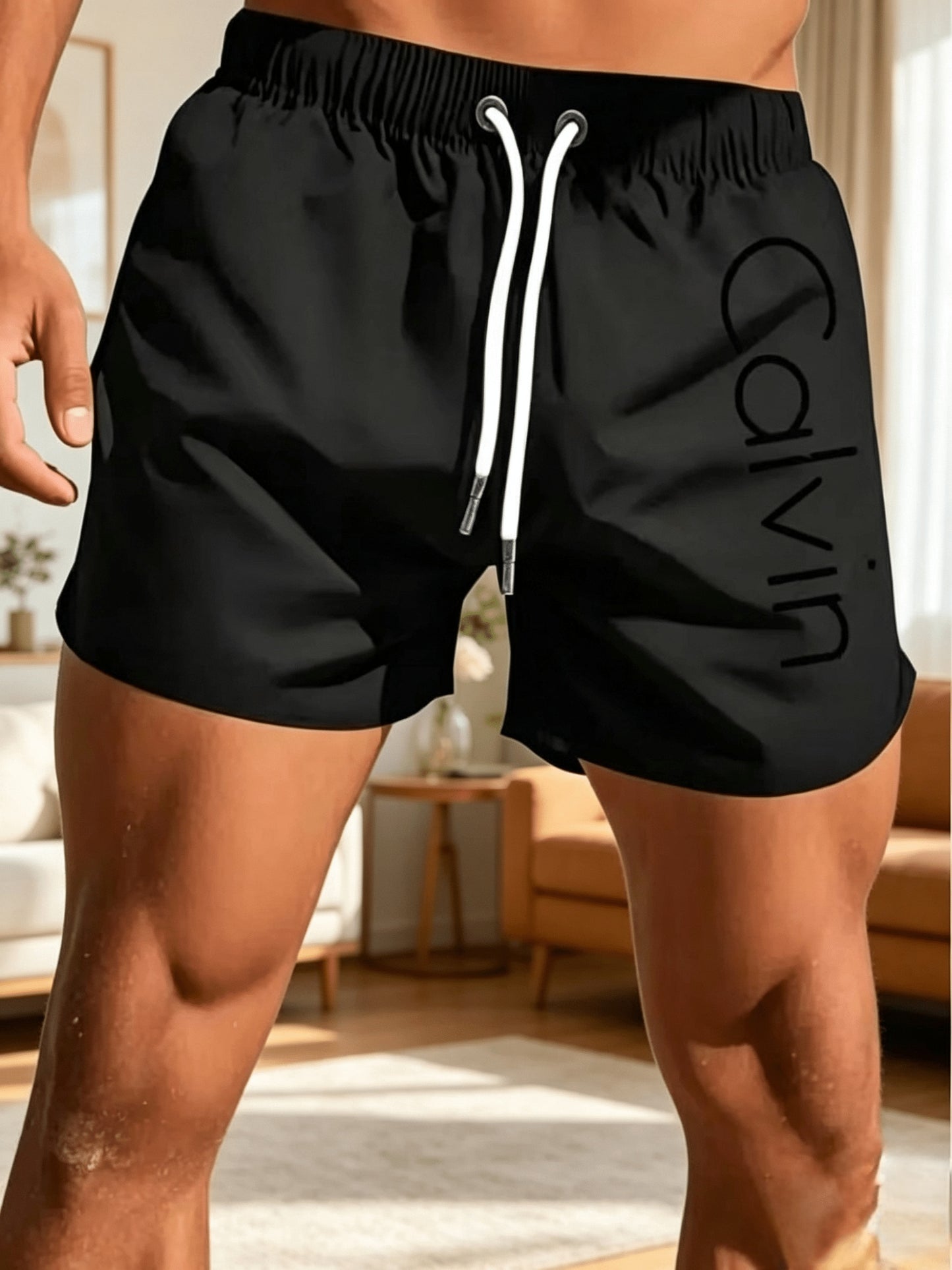 Men's Casual Quick-Dry Beach and Surf Shorts with Geometric Pattern