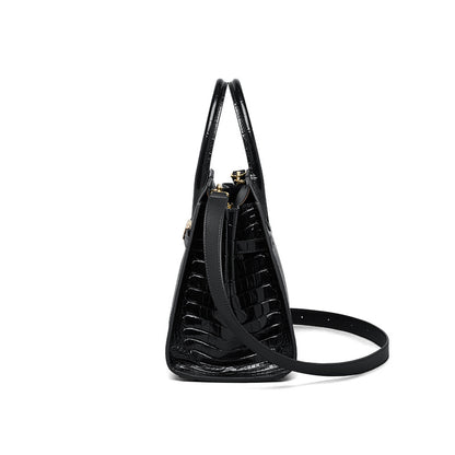Elegant Crocodile-Pattern Leather Women's Tote & Crossbody Bag