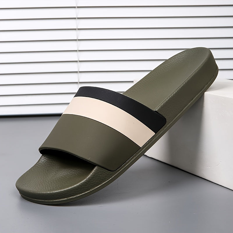 Unisex Striped Quick-Dry Anti-Slip Shower Slippers