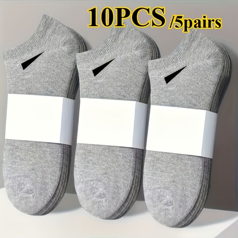 Unisex Casual Sports Ankle Socks 10pcs Breathable & Sweat-Proof