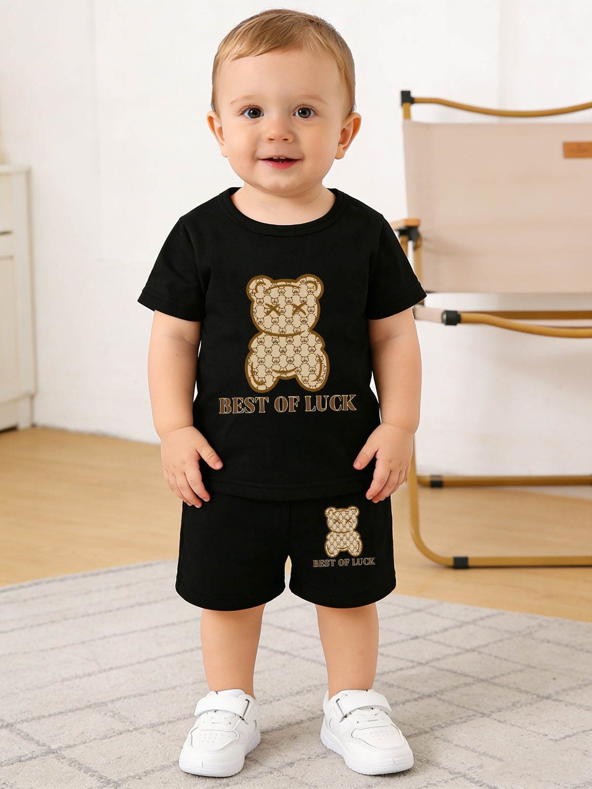 Newborn Baby Boy Cartoon Bear T-Shirt & Shorts Set