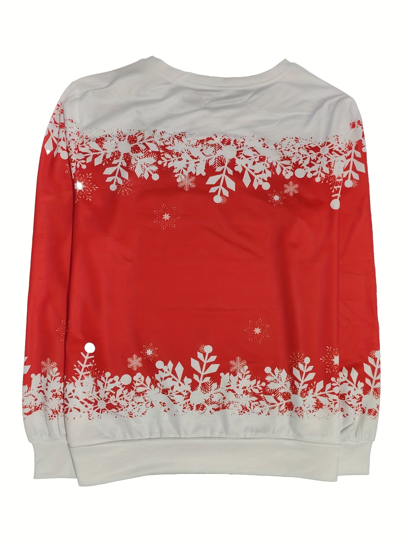Women'S Red & Christmas Sweater - Long Sleeve Round Neck Winter Warmth with Snowman, Snowflakes & Poinsettia Print - All-Season Casual Pullover for Holiday