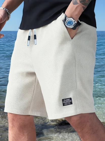 Men's Lightweight Polyester Casual Shorts with Drawstring Waist