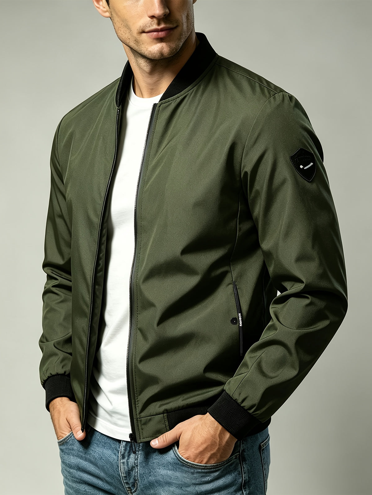 Men's Lightweight Windproof Baseball Jacket for Spring and Fall