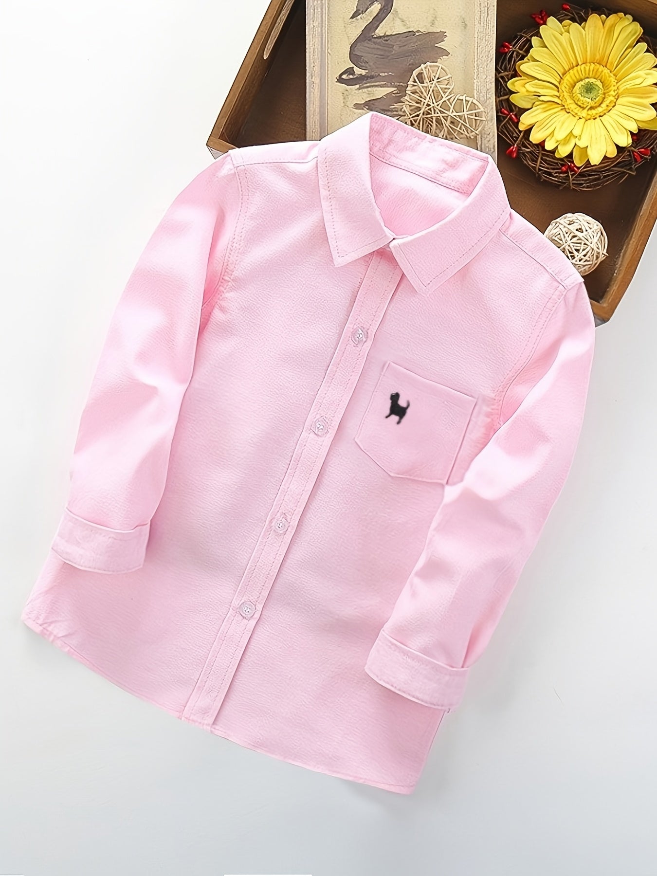 Boys' Preppy Long Sleeve Cotton Blend School Shirt