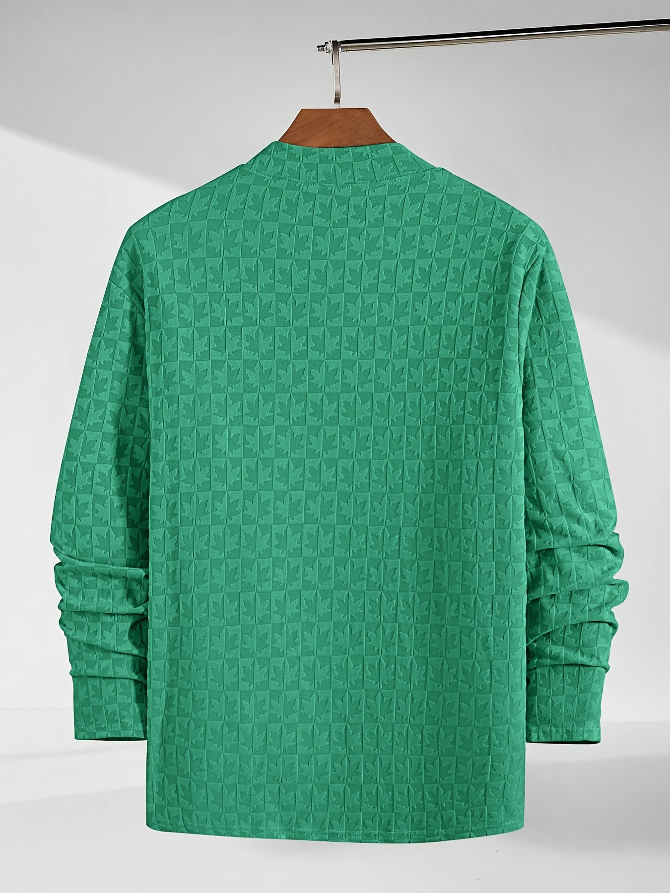 Men'S Long-Sleeve T-Shirt with a Half-High Collar, Casual Jacquard Base Layer for Outerwear, Stylish And High-Quality Top for Autumn And Winter