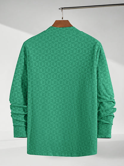 Men'S Long-Sleeve T-Shirt with a Half-High Collar, Casual Jacquard Base Layer for Outerwear, Stylish And High-Quality Top for Autumn And Winter