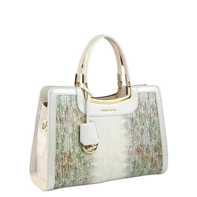 Elegant Split Leather Messenger Bag for Women with Adjustable Strap