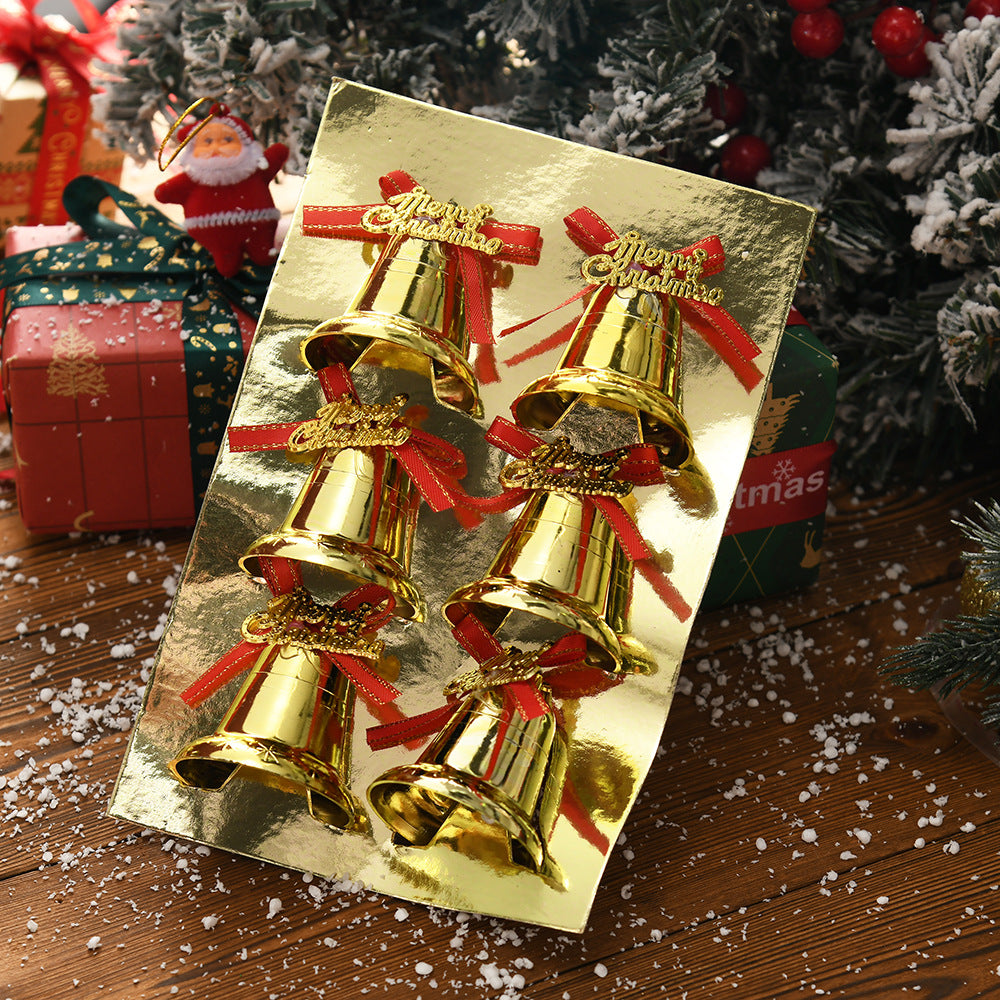6pcs/9pcs Golden Yellow Small Bells Christmas Ornaments - Classic Golden Bell Decorations with Red Ribbon-like Hangers, Plastic Non- Tree & Wreath Bells for Xmas, New Year, Wedding, Party - & Pets (Bulk Pack), Christmas Decor