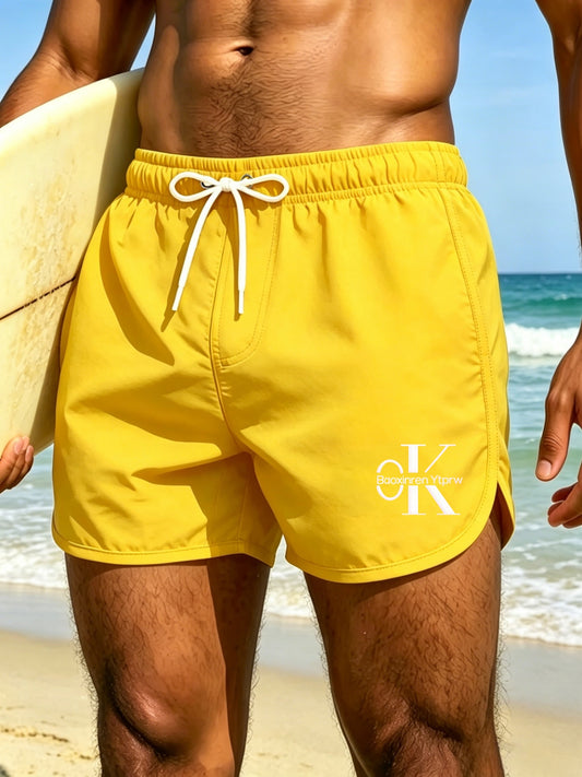 Men's Quick-Dry Woven Beach Shorts with Stylish Print - ayq