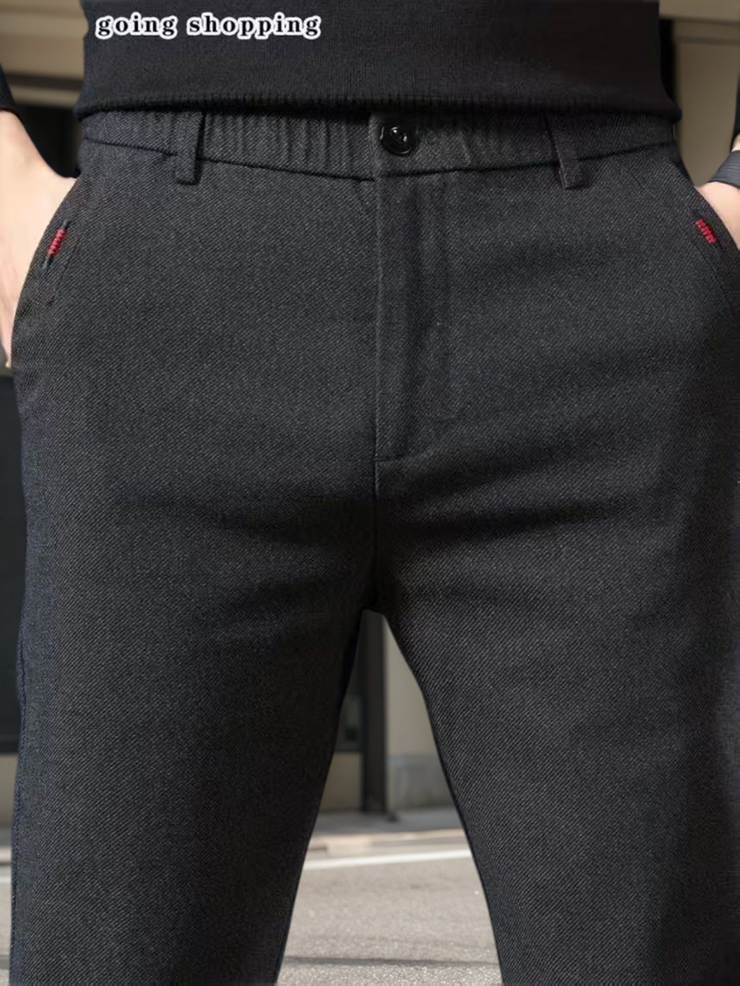 Men's Slim-Fit Wrinkle-Resistant Business Casual Pants - Dark Gray