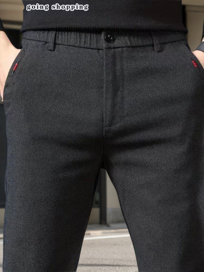 Men's Slim-Fit Wrinkle-Resistant Business Casual Pants - Dark Gray