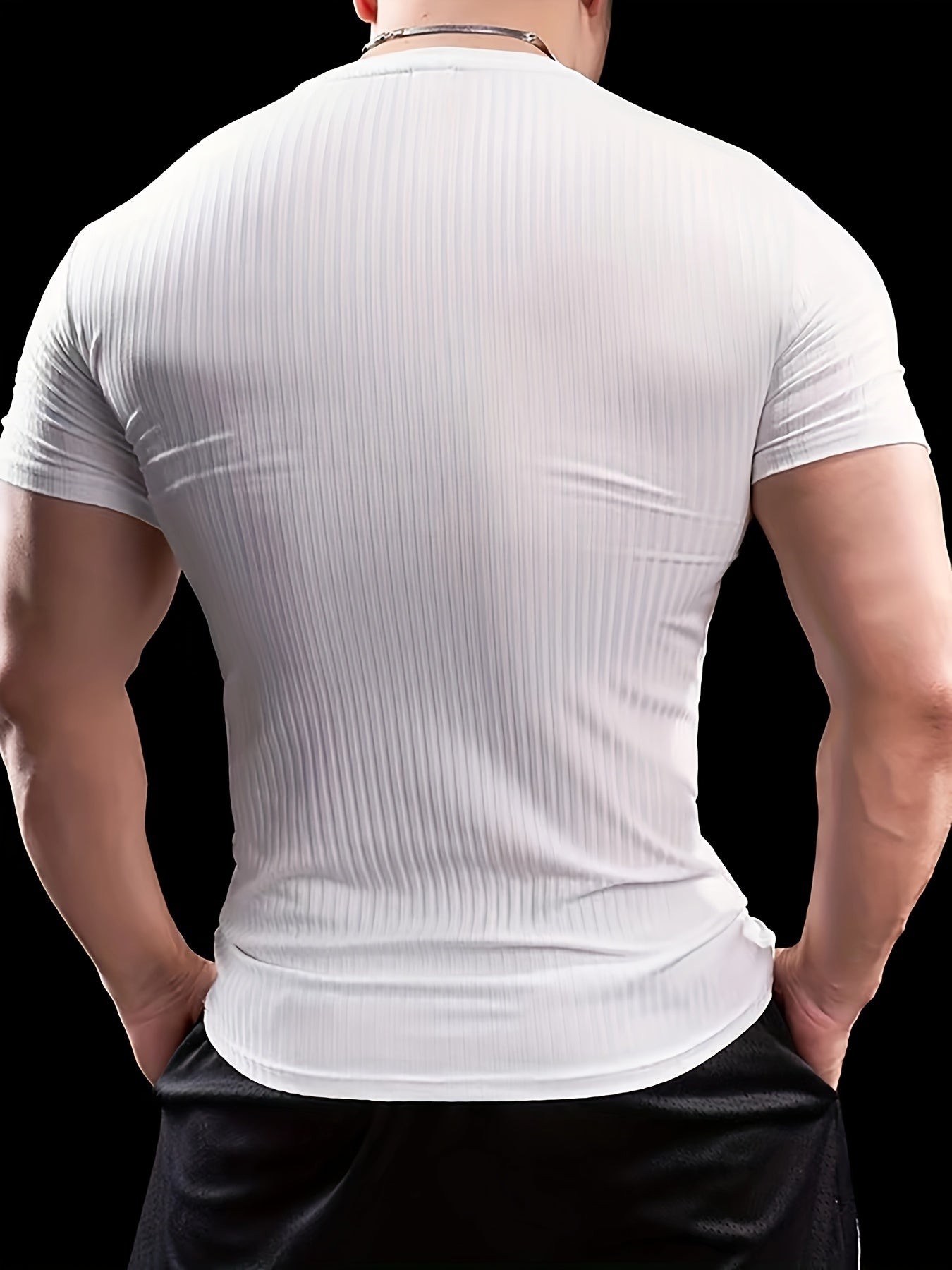 Men'S Summer Ribbed T-Shirt, Stylish, Comfortable, And Breathable, Perfect for Casual Outings - ayq
