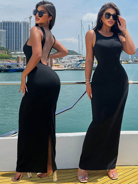 Women's Elegant Backless Sleeveless Bodycon Maxi Dress