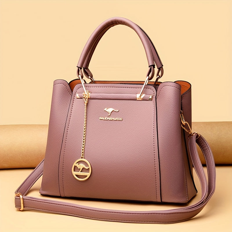 Elegant Women's Fabric Handbag with Metal Accents - Versatile Style
