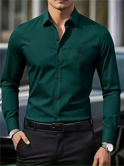 Men's Casual Business Shirt Short Sleeve Polyester Top