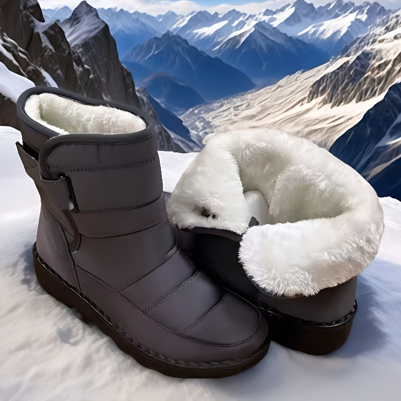 New Winter Plus-Size Women'S Boots with Thickened Fleece, High-Tube Round-Toe Flat Snow Boots, Stylish And Warm for Women.