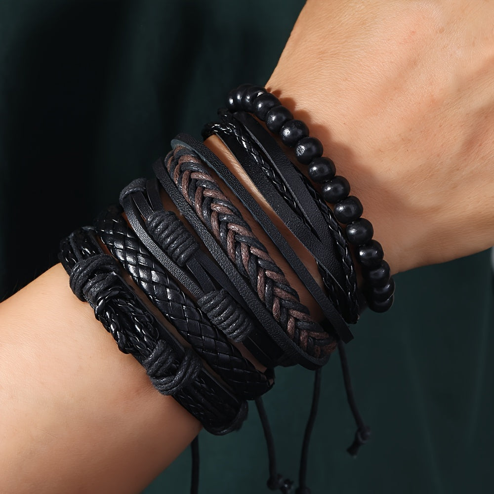 6pcs Vintage Bracelet Weaving Set for Men'S Wristbands