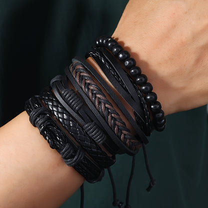 6pcs Vintage Bracelet Weaving Set for Men'S Wristbands