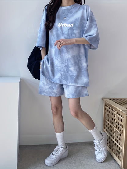 Women's Tie-Dye Loose Fit Short Sleeve Pajama Set