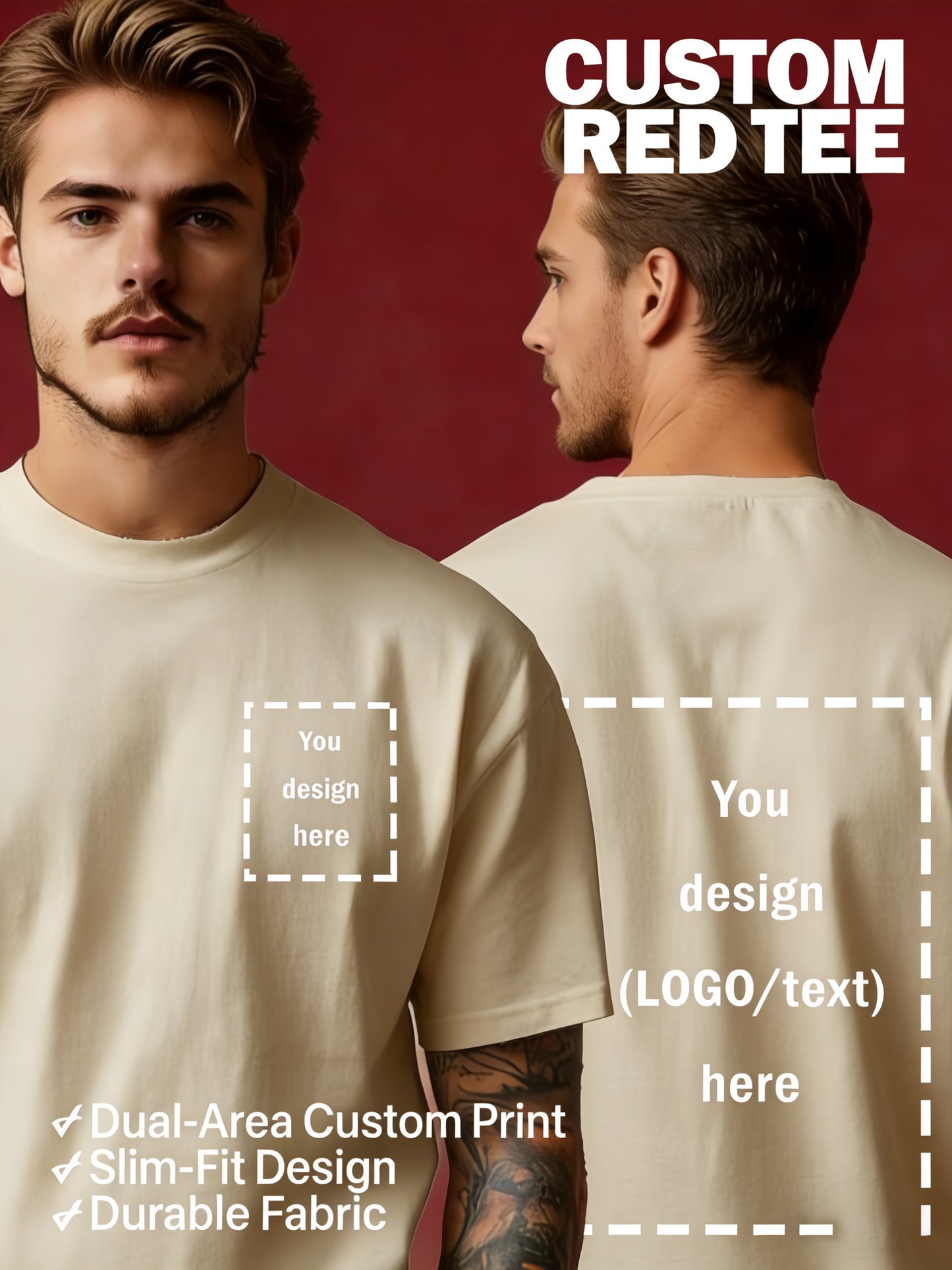 Men's Customizable Polyester T-Shirt with Crew Neck - Breathable Summe