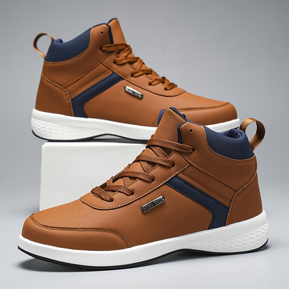 Men's High-Top PU Loafers Casual Vintage Business Shoes