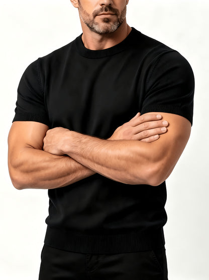 Men's Summer Casual Knit T-Shirt, Soft Breathable Crew Neck