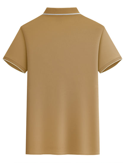 Creative Geometric Pattern Printed Shirt - Breathable Golf Top, Short Sleeve, Button Neck, Regular Pattern, High Quality Fabric, Slightly Elastic, Suitable for Tennis Sports and Business Occasions, Can Be Used as a Gift - ayq