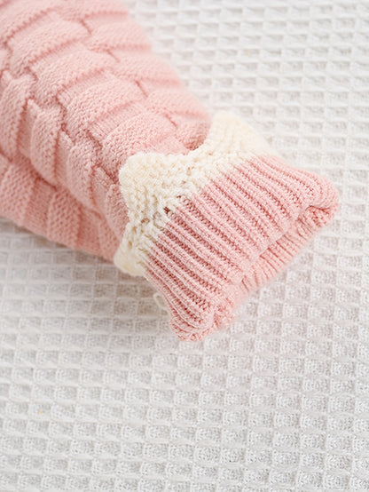 Girls' Fashion Casual Blend Knitted Set for Girls 3, Round Neck, Long Sleeves, Button Closure, Bunny Embellished Pink Sweater Pants Two-Piece Set, Elegant And Sweet, Suitable for Outdoor Activities, As a Gift for Kids