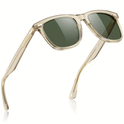 CARFIA Square Polarized Glasses For Men UV400 Protection Retro Acetate Italian Hand-crafted Driving Shades