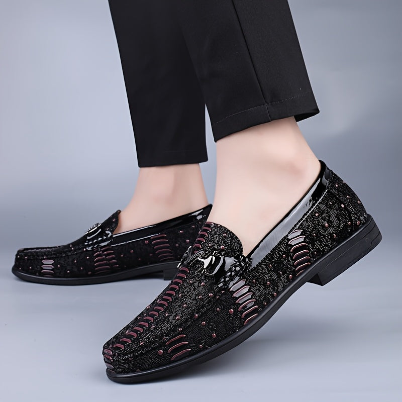 Men's Cow Leather Slip-On Dress Shoes with Soft Rubber Sole
