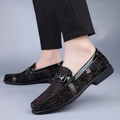 Men's Cow Leather Slip-On Dress Shoes with Soft Rubber Sole