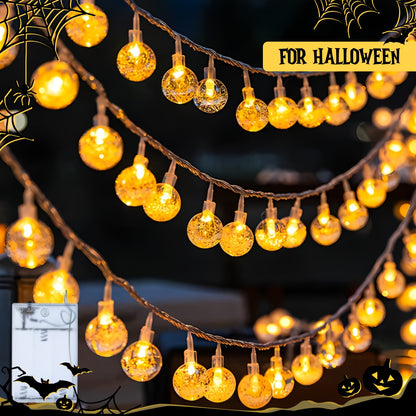 1pc, Crystal Ball Bubble Ball String Lights, 40/20/10LED, Spherical Fairy String Lights, Battery Powered, Suitable for Home, Wall Decoration, Bedroom, Party, Festival, Wedding, Autumn Decoration, Wall Decoration, Halloween, T