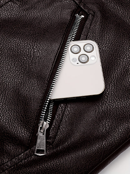 Men'S Cozy Fleece-Lined Bomber Jacket - Thick Winter Coat with Multiple Pockets, Zip-Up Casual Pilot Style, Brown, Polyester Lining, Perfect for Fall & Winter, Winter Bomber Jacket