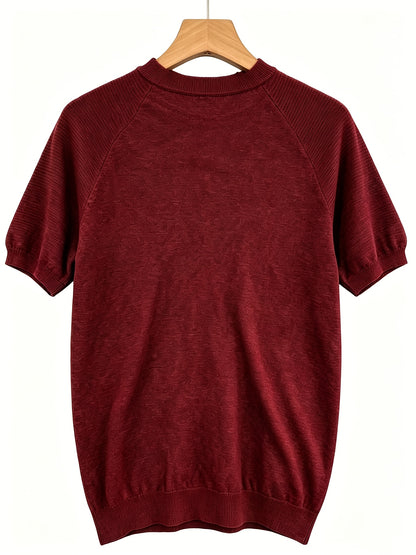 Men's Casual Summer Raglan Sleeve Knit Sweater, Lightweight Polyester