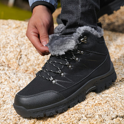 Men's Heavy-Duty Winter Hiking Boots - Mid-Calf Ankle Support, Traction TPR Sole & Rugged Tread - Cold Weather Trekking Boots for Snow, Ice, Mountain Climbing - All-Terrain Outdoor Boots for Men with Lace-Up Closure, Durable