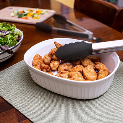 Sturdy Kitchen Tongs Made of Stainless Steel with Silicone Ends - Resistant to Heat, Equipped with a Locking Feature for a Secure Grip, Offered in Lengths of 17.78 cm, 22.86 cm, And 30.48 cm, in Black.