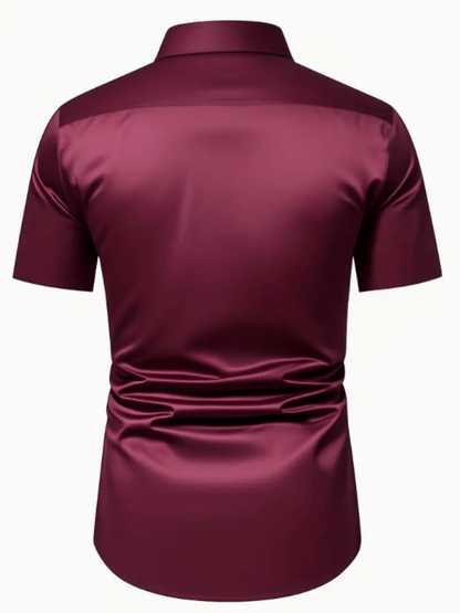 Men's Stretch Solid Color Short Sleeve Shirt for Summer