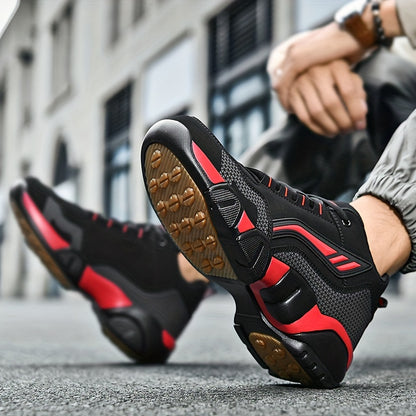 Men's Casual Sporty Sneakers - High Quality PU Upper, Non-Slip Rubber Sole with Cushioned Comfort  Inner Arch Support, Low-Top Lace-Up Design for All-Day Wear (Black/White) - Spring/Fall/Winter Seasonal Versatility, Comforta