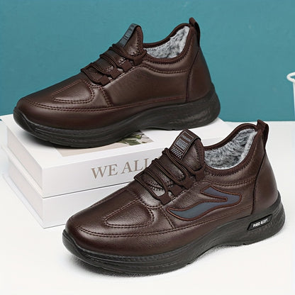 New Winter Men's Versatile Casual Sports Shoes with Fleece Lining, Warm and Comfortable Soft Sole Sneakers