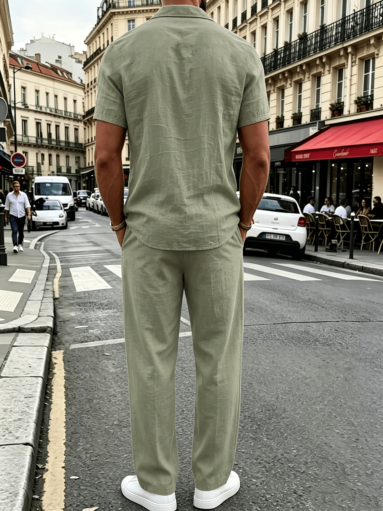 Men's Casual Linen Shirt and Pants Set for Summer Comfort