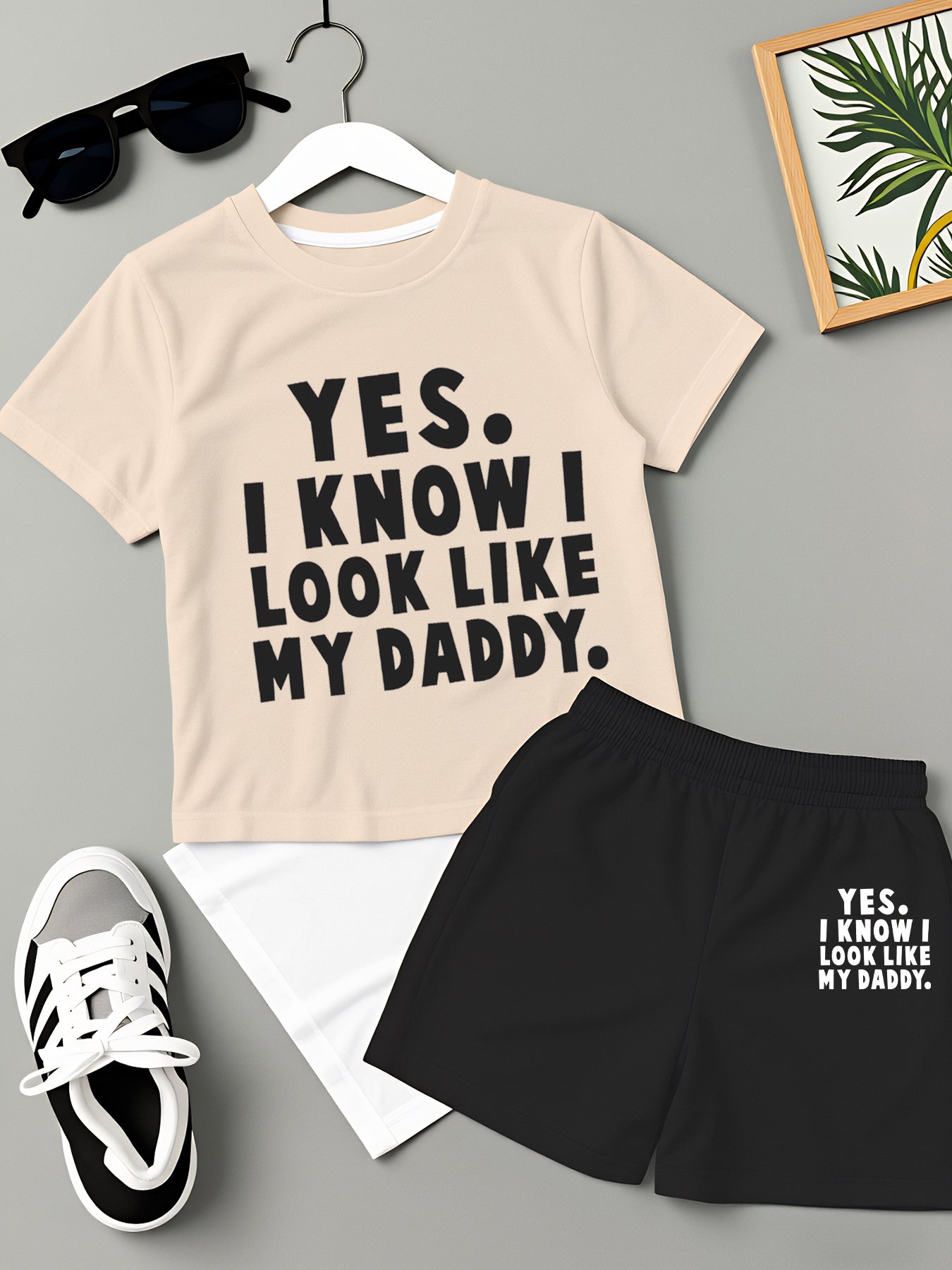 Boys' Casual Summer T-Shirt and Shorts Set - Fun 'Yes I Know I Love My