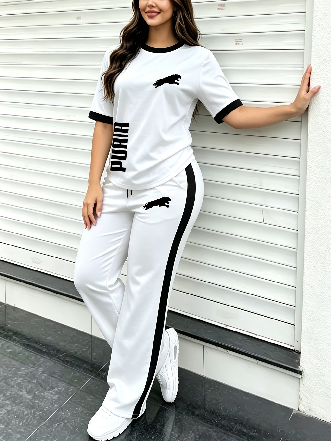 Women’s Casual Summer Two-Piece Set with Wide-Leg Pants