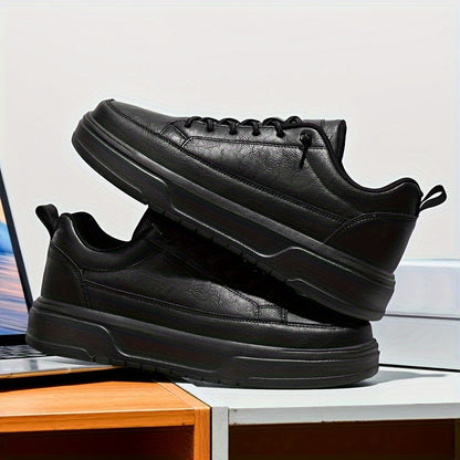 Men's Shoes, Business Casual Low-Top Sneakers for Men - Solid Color Versatile Casual Thick-Soled Lace-Up Shoes, Daily Fashion Simple Trendy Men's Shoes